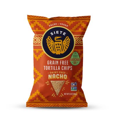 Siete Tortilla Chips | Grain Free | Gluten Free Chips | Paleo & Vegan Snacks | Non GMO | Nacho, 5 Oz (Pack of 6)