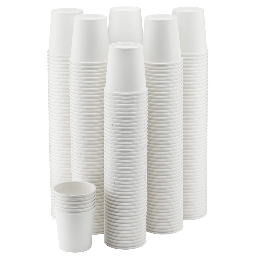 NYHI 300 Pack 6 oz White Paper Disposable Coffee Cups Hot Cold Beverage Drinking Cup for Water Juice Espresso Tea Ideal for Water Coolers Party