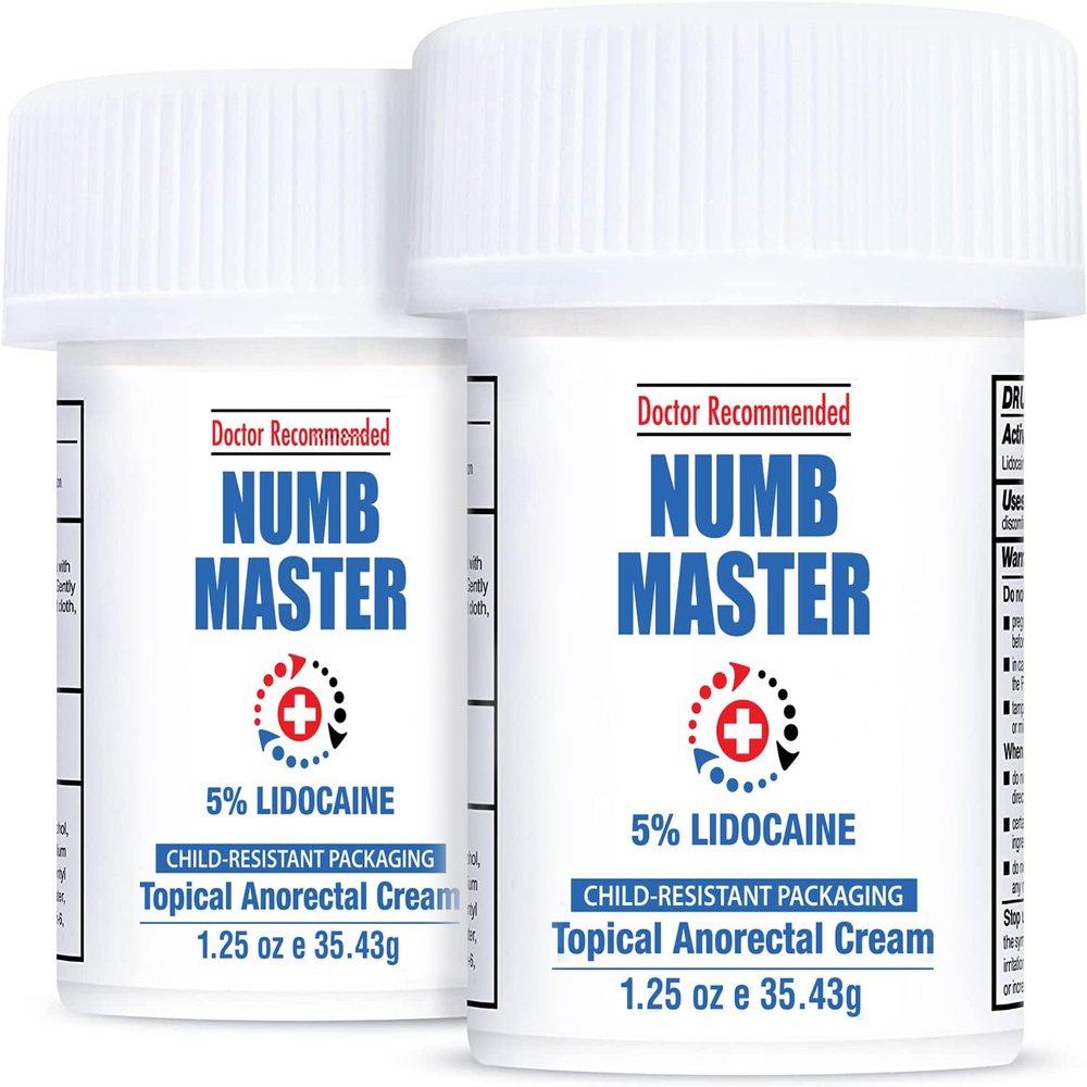 Clinical Resolution Numb Master 5% Lidocaine Topical Numbing Cream, 2 Pack of 1.25 Oz, Pain Relief Burn Itch Numb, Maximum Strength Topical Anesthetic with Allantoin, Vitamin E, Hemorrhoid Treatment