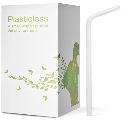 200 Count 8.25" Eco-friendly Bendable Compostable PLA Straws - KTOB Plasticless Biodegradable Flexible Drinking Straws
