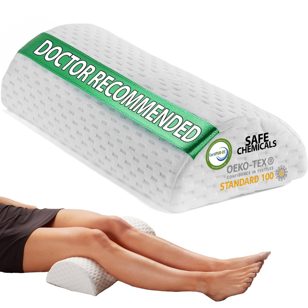 ComfiLife Knee Pillow for Back Sleeping 100% Memory Foam Bolster Pillow for Legs Under Knee Pillow for Sleeping on Back Leg & Hip Pain Relief for Side Sleepers Half Moon Pillow