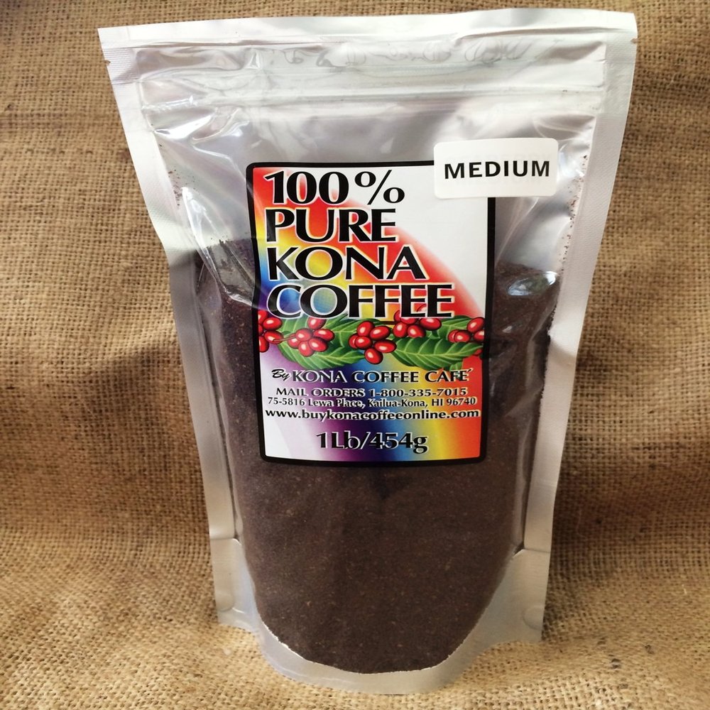 100% Kona Coffee, Medium Roast Whole Bean - 1 Pound