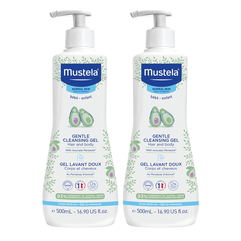 Mustela Gentle Cleansing Gel - Baby Wash for Delicate Skin and Hair - Newborn-Safe Cleanser - Crafted with Natural Avocado Perseose - 1 or 2-Pack - 16.90 fl. oz.