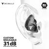 Decibullz - Custom Molded Earplugs, 31dB Highest NRR, Comfortable Hearing Protection for Shooting, Travel, Swimming, Work and Concerts (Black) view 4