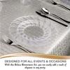 Elegant Disposable Plastic Dinnerware Set for 144 Guests-Flared Clear Dinner Plates, Dessert Salad Plates, Silver Cutlery Set & Cups For All Occasions view 3