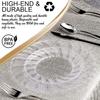Elegant Disposable Plastic Dinnerware Set for 144 Guests-Flared Clear Dinner Plates, Dessert Salad Plates, Silver Cutlery Set & Cups For All Occasions view 4