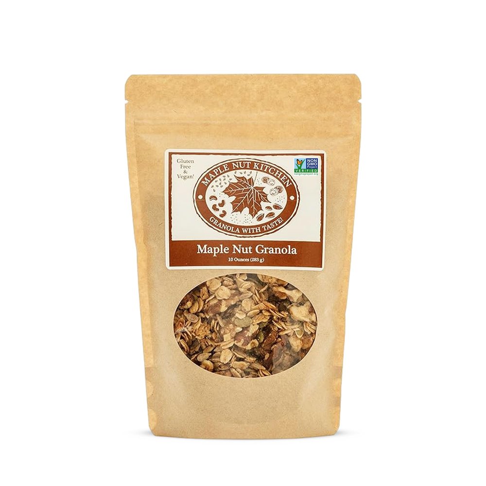 Maple Nut Kitchen Maple Nut Granola 10 oz Vegan & Gluten-Free Oats with Walnuts, Pumpkin & Sunflower Seeds | Low Sugar, Healthy Granola for Breakfast | Maple Syrup, Olive Oil, Crunchy Cereal Clusters