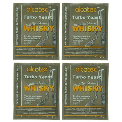 Alcotec Whiskey Turbo Yeast | Brewers Yeast Powder | Wine Yeast for Wine Making | Dry Yeast | Nutritional Yeast | (4 Packs)