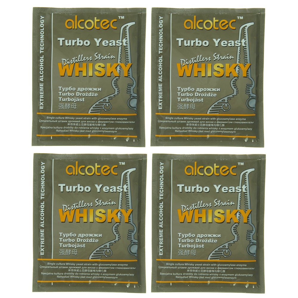 Alcotec Whiskey Turbo Yeast | Brewers Yeast Powder | Wine Yeast for Wine Making | Dry Yeast | Nutritional Yeast | (4 Packs)