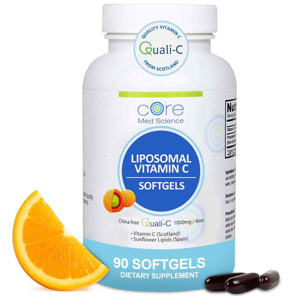 Liposomal Vitamin C 1000mg by Core Med Science, 90 Softgels - Non-GMO Natural Liposomal Vitamin C Supplement That Promotes Healthy Skin - Immune System Booster for Adults, Supports Collagen Formation