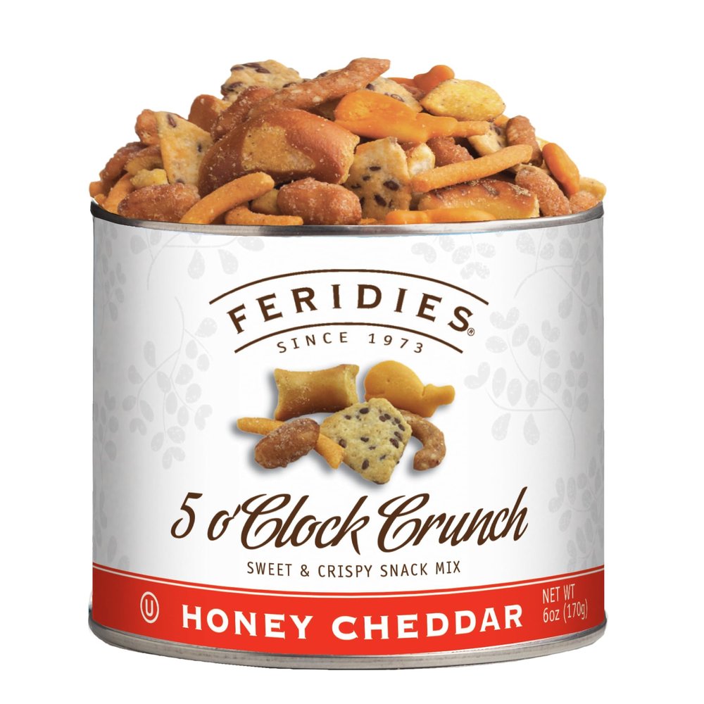 FERIDIES Honey Cheddar 5 O'Clock Crunch Gourmet Sweet and Spicy Snack Mix, 6oz Tin