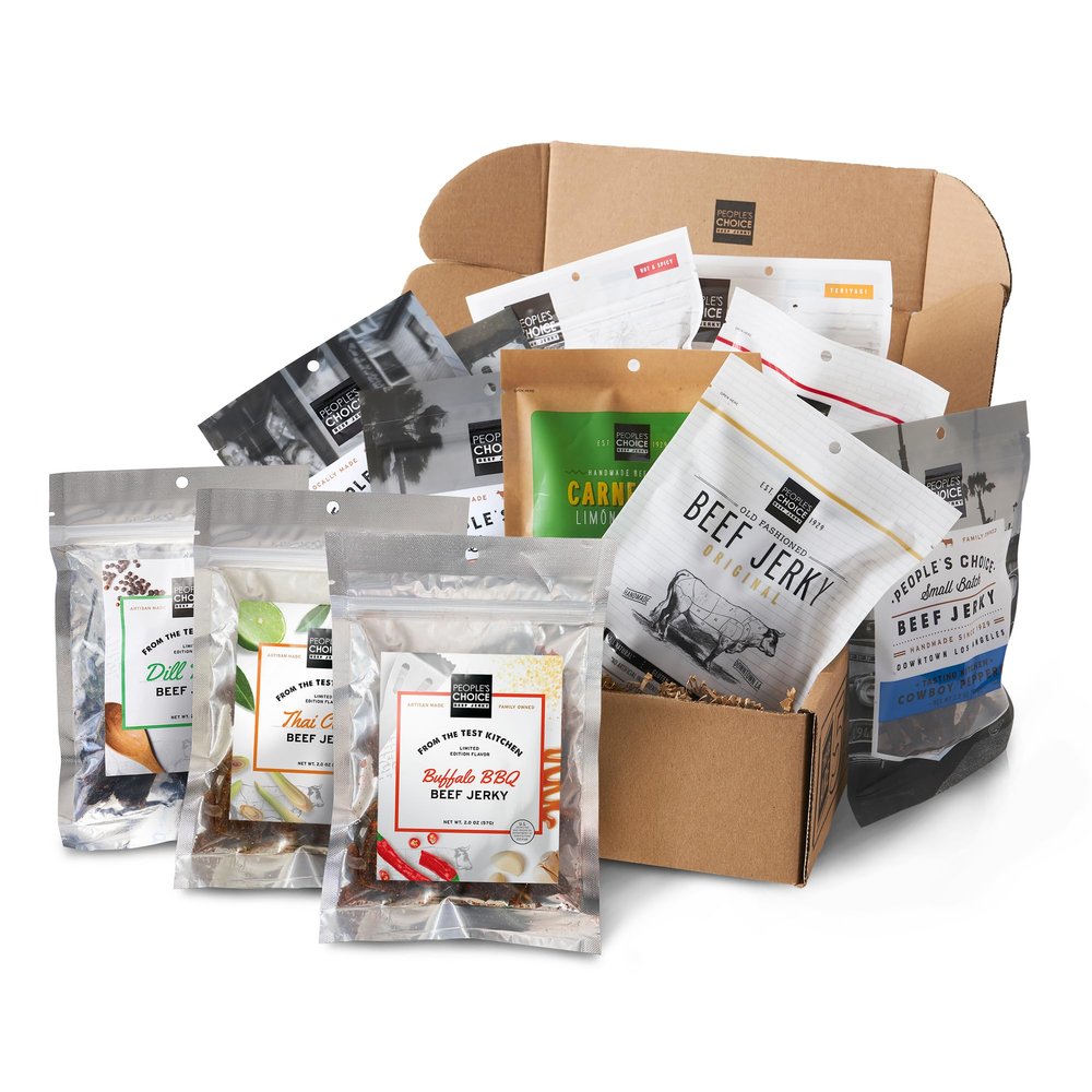 People's Choice Beef Jerky Variety Pack - High Protein Snack Sampler, Gift for Men - 12 Piece Set