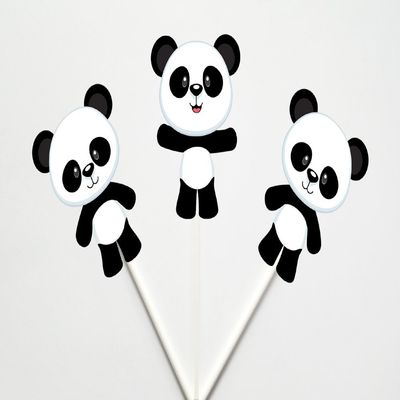 12 Count Panda CUPCAKE TOPPERS, Panda Bear Cupcake Toppers, Panda Bear Cake Toppers, Panda Bear Decorations, Panda Bear Baby Shower Decorations