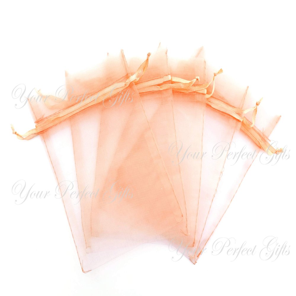 100 pcs 4x6" (10x15cm) Organza Bags Wedding Favor Bags Party Gift Bags Candy Bag Jewelry Pouch Drawstring Bag (Peach - FB022)