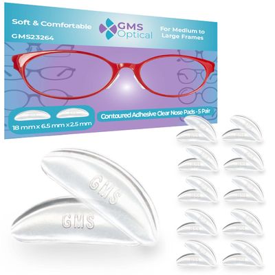2.5mm Anti-Slip Adhesive Contoured Soft Silicone Eyeglass Nose Pads with Super Sticky Backing - 5 Pair