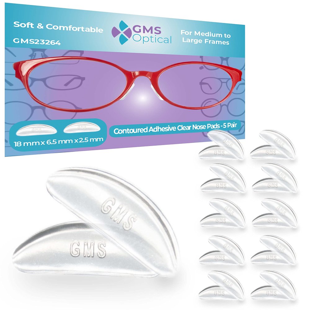 2.5mm Anti-Slip Adhesive Contoured Soft Silicone Eyeglass Nose Pads with Super Sticky Backing - 5 Pair