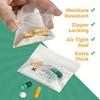 200 Piece Resealable Zipper Locking Pill Pouches - Daily AM PM Travel Medicine Organizer, Clear Reusable Write-On Labels for Vitamins and Medications view 3