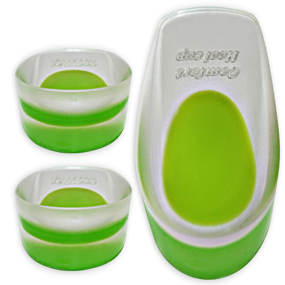 2 Pack - KidSole Shock Absorbing Lightweight Gel Heel Cups For Kid's With Sensitive Heels, Heel Spurs, Plantar Fasciitis, or Ankle Pain (Green Kids Size 2-6)
