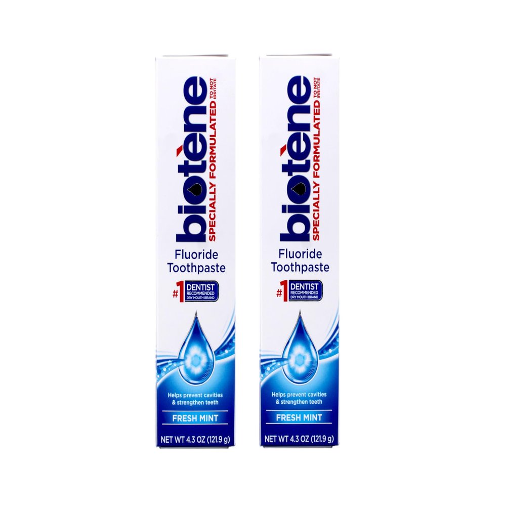 Biotene Fluoride Toothpaste Gentle Formula Fresh Mint, 4.3 Ounce (Pack of 2)