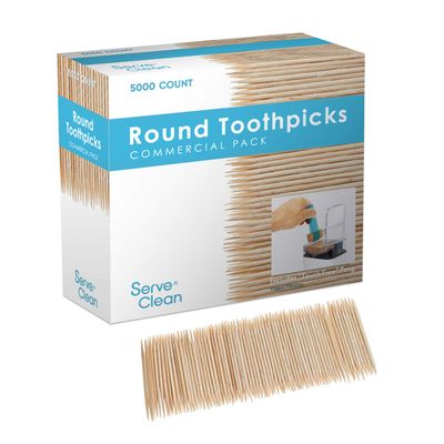5000 Count White Birch Wood Double Point Toothpicks (NOT Bamboo)