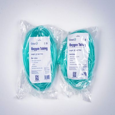 Global Crush Resistant Oxygen Tubing - 25'(25 ft) Tubing, Green - 2 Pack