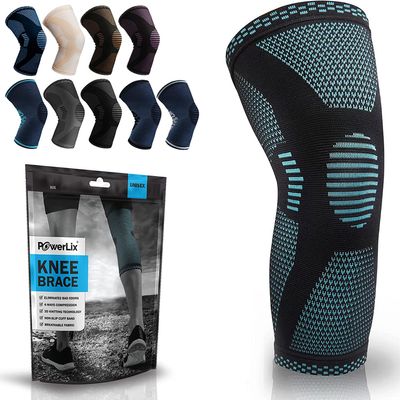 POWERLIX Knee Compression Sleeve - Best Knee Brace for Knee Pain for Men & Women Knee Support for Running, Basketball, Volleyball, Weightlifting, Gym, Workout, Sports Please Check Sizing Chart