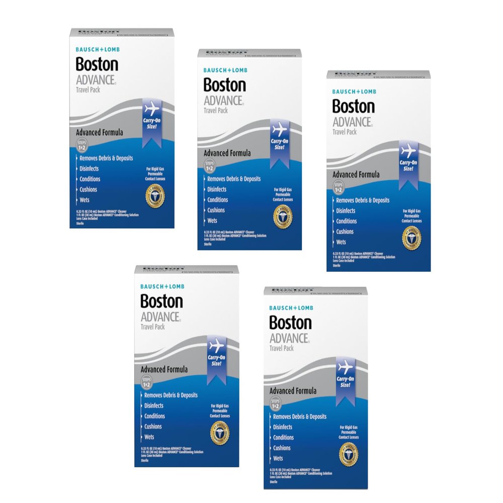 Boston Advance Contact Lens & Conditioning Solution, Travel Kit for Rigid Gas Permeable (RGP) Lens, Conditions & Wets for Comfort, 0.33 Fl Oz + 1 Fl Oz (Pack of 5)