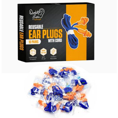 10 Pair Corded Reusable Ear Plugs for Shooting Range Ear Protection for Gun Range - Hunting Ear Plugs for Construction Firearm Ear Protection Shooting Gun Hearing Protection Earplugs Corded