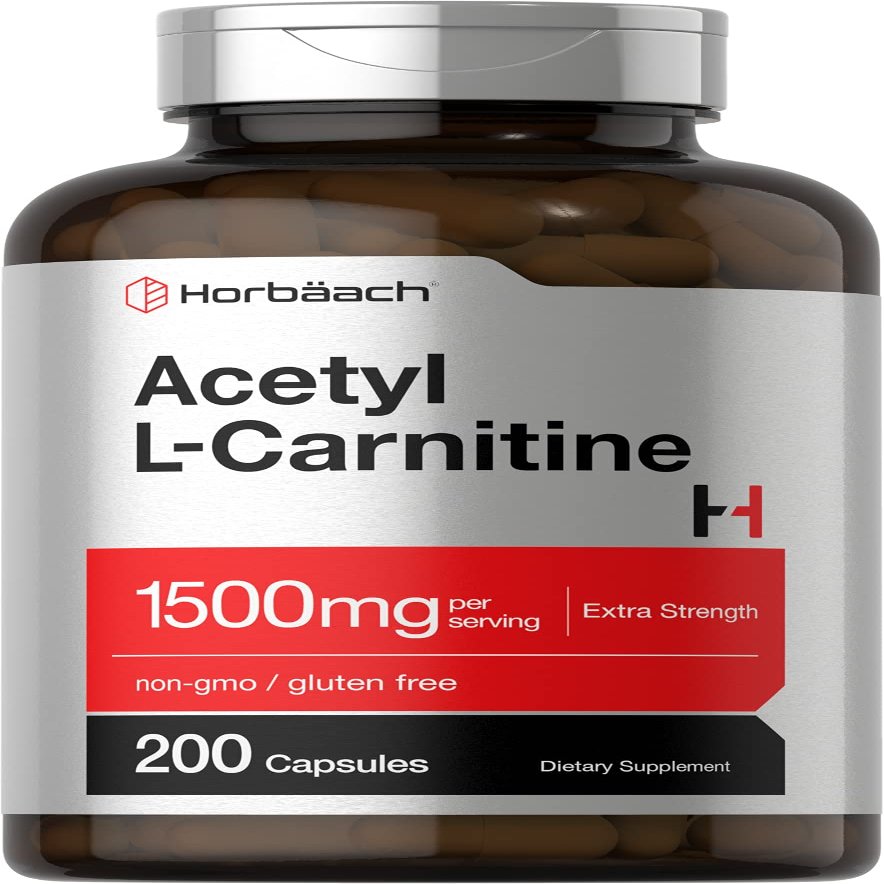 Horbach Acetyl L-Carnitine 1500mg | 200 Capsules | Extra Strength Supplement | Non-GMO & Gluten Free