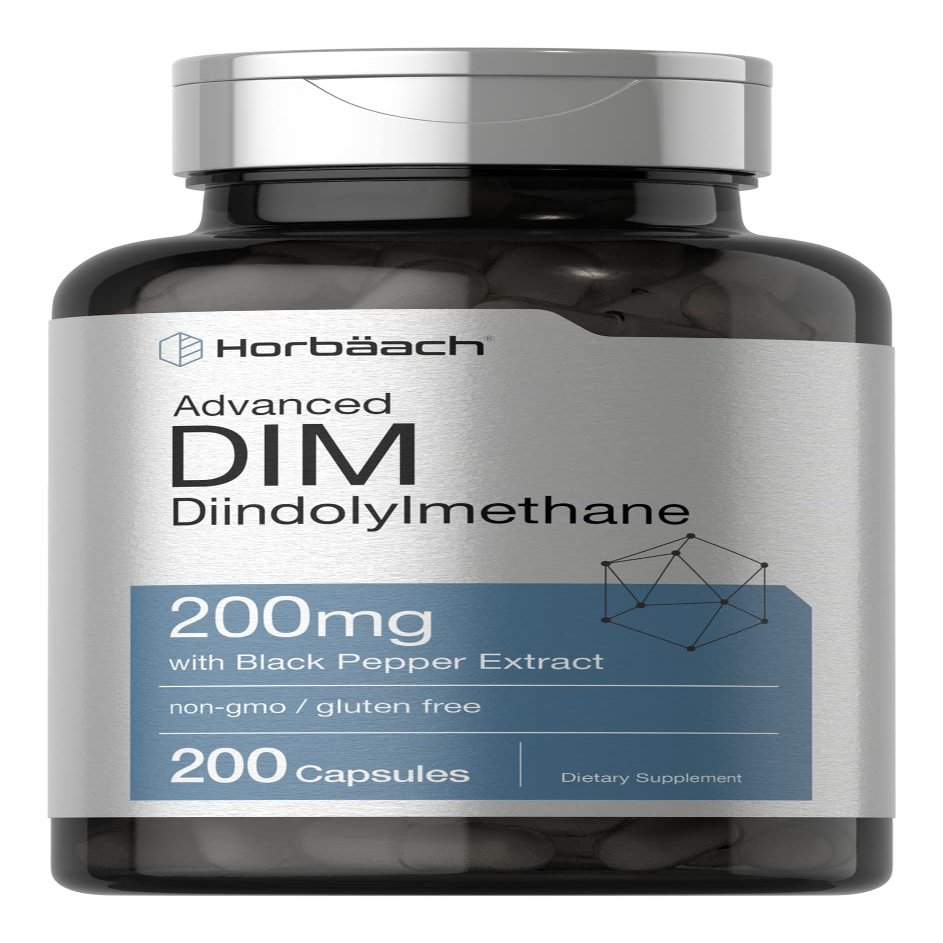 Horbach DIM Supplement 200mg | 200 Capsules | with Black Pepper Extract | Advanced Diindolylmethane for Women and Men | Non-GMO, Gluten Free