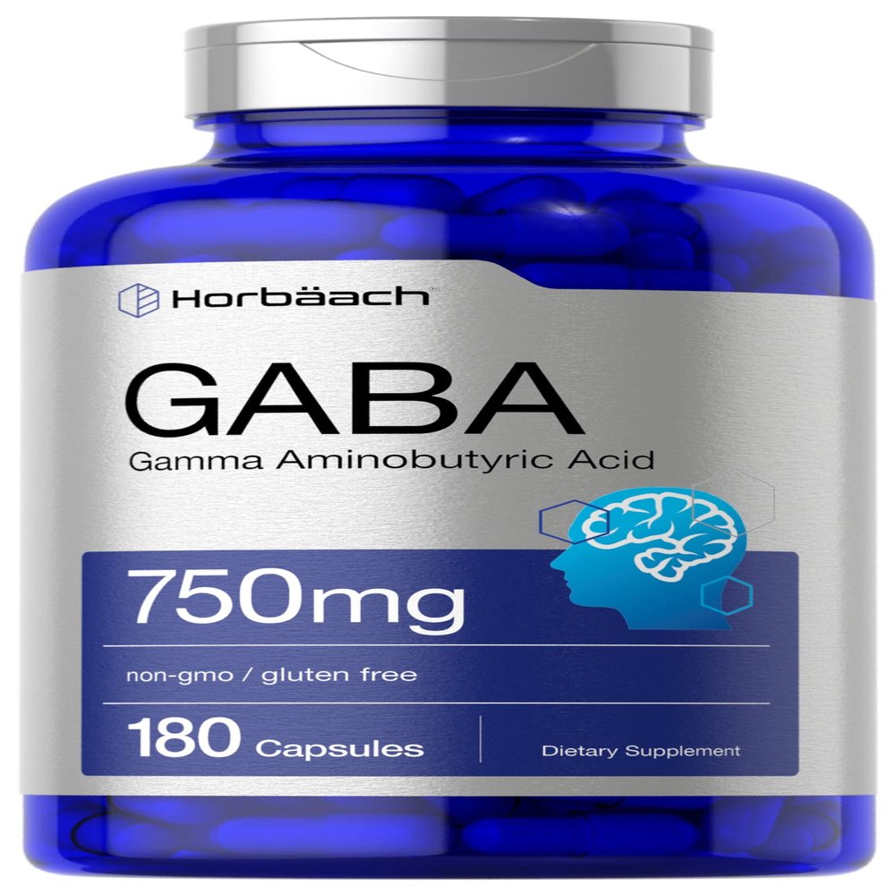 Horbach GABA 750mg | 180 Powder Capsules | Gamma Aminobutyric Acid Supplement | Non-GMO, Gluten Free