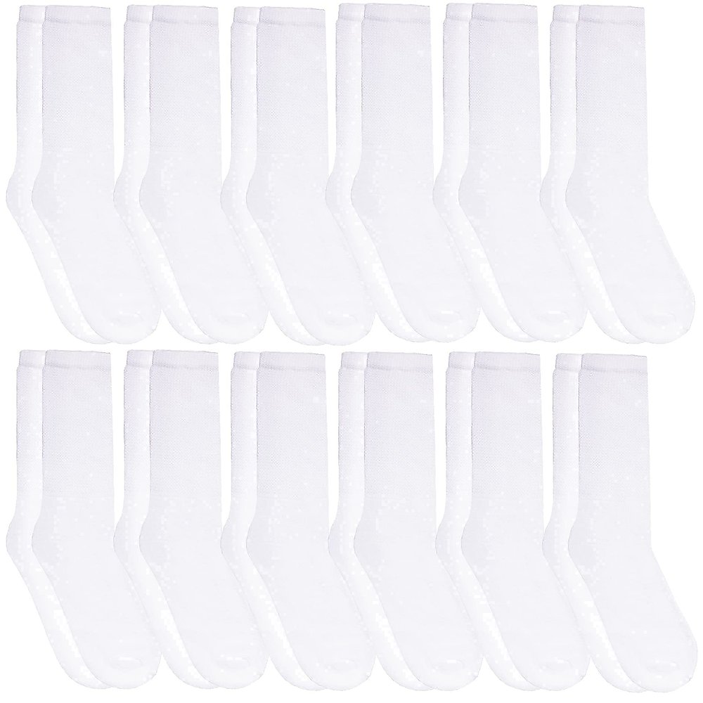 12 Pairs Womens White Diabetic Socks for Neuropathy, Edema, Circulation, Comfort, by excell 9-11