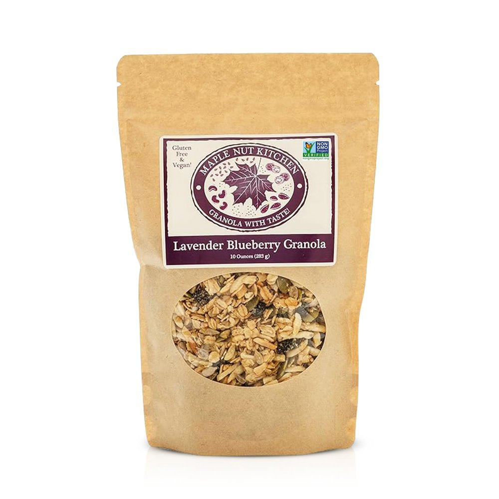 Maple Nut Kitchen Lavender Blueberry Granola  10 oz | Low Sugar, Gluten-Free Granola with Oats, Almonds & Real Blueberries | Crunchy Clusters for Healthy Breakfast or Snacking