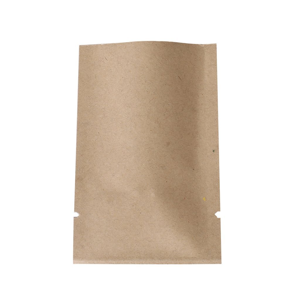 100PCS Brown Kraft Silver Lining Open Top Bags w/Tear Notches 14x20cm (5.5x7.8")