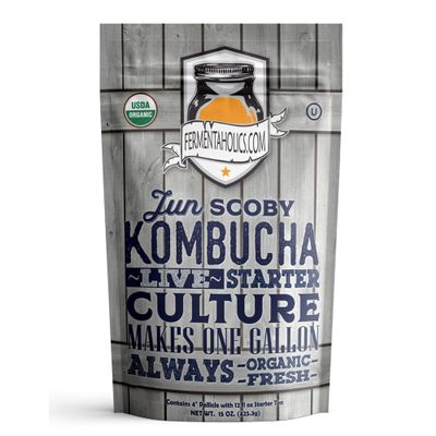 Fermentaholics Jun Kombucha Starter Culture  12 fl oz  Includes USDA Certified Organic Jun SCOBY + Starter Tea  For Brewing with Green Tea & Honey  Makes 1 Gallon
