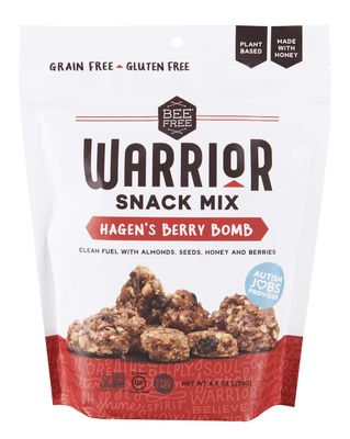 BeeFree Warrior Mix Gluten Free Granola - Soft Chunky Granola Bites | Paleo, Low Carb, Grain Free, Preservative Free, Oat Free | Low Calorie Snacks | Hagens Berry Bomb, one 9 Ounce Bag