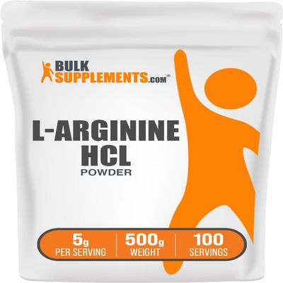 BulkSupplements.com L-Arginine HCl Powder - Nitric Oxide Supplement, Arginine Powder - Unflavored & Gluten Free, 5g per Serving, 500g (1.1 lbs) (Pack of 1)