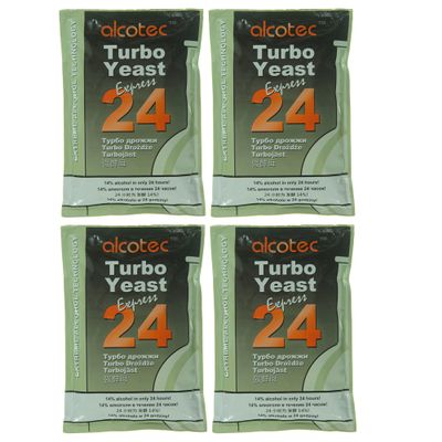 Alcotec 24 Hour Turbo Yeast | Brewers Yeast Powder| Wine Yeast for Wine Making | Dry Yeast | Nutritional yeast | (pack of 4)