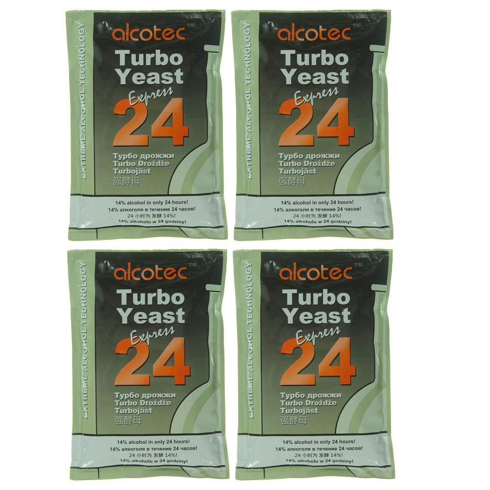 Alcotec 24 Hour Turbo Yeast | Brewers Yeast Powder| Wine Yeast for Wine Making | Dry Yeast | Nutritional yeast | (pack of 4)