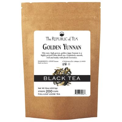 The Republic of Tea Golden Yunnan Black Full-Leaf Tea, 1 Pound / 200 Cups