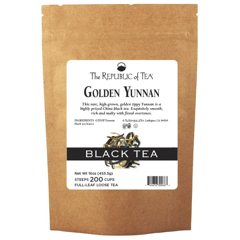 The Republic of Tea Golden Yunnan Black Full-Leaf Tea, 1 Pound / 200 Cups