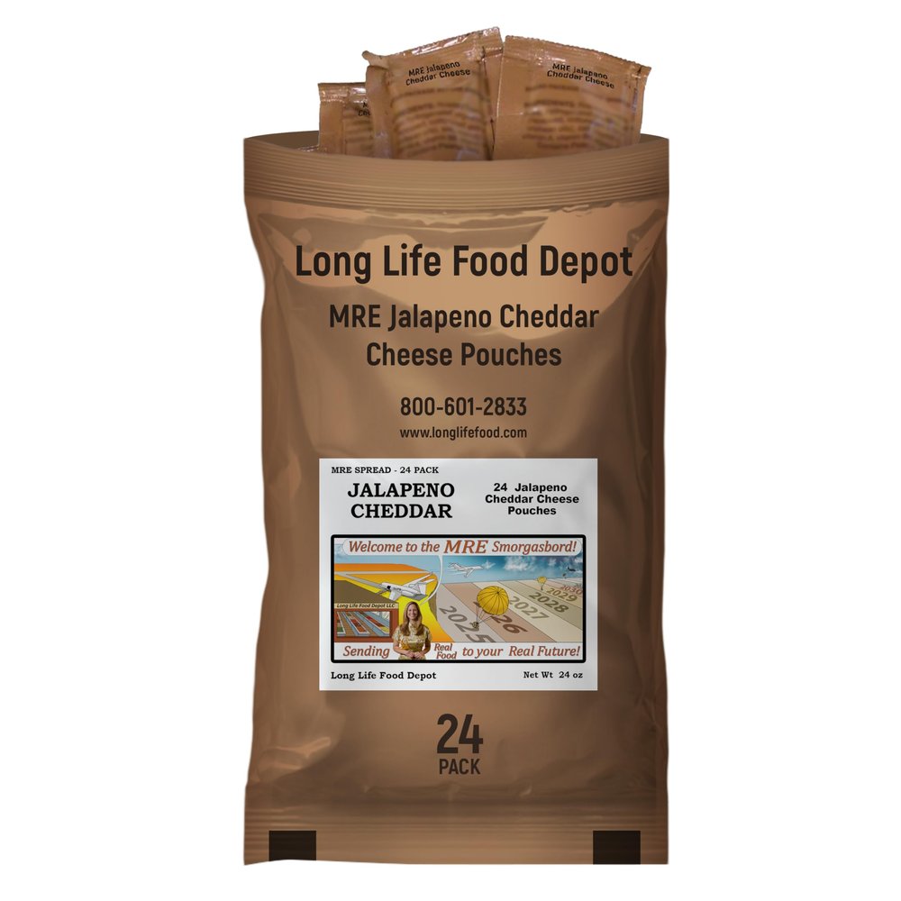 MRE Jalapeno Cheddar Cheese Spread (24-Pack)  Long Shelf Life  2024+ Production Dates by Long Life Food Depot  Meals Ready to Eat