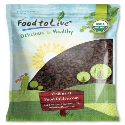 Food to Live California Organic Raisins, 8 Pounds  Thompson Seedless Select, Sun-Dried, Non-GMO, Kosher, Unsulphured, Bulk, No Oil Added