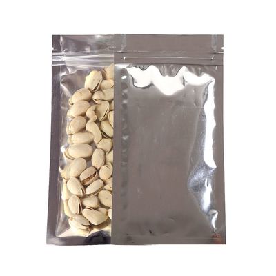 100PCS Clear/Silver Metallic Mylar Foil Flat QuickQlick Zip Top Bags 7x13cm (2.7x5.1")