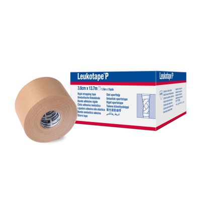 Leukotape P Adhesive Strapping Tape  for Sports Injuries, Strains and Sprains - 1.5 in x 15 yds, Tan, 5 Rolls