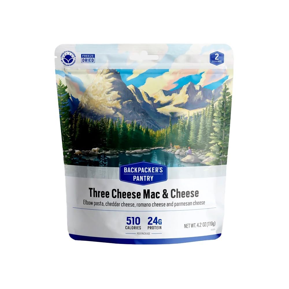 Backpacker's Pantry Three Cheese Mac & Cheese - Freeze Dried Backpacking & Camping Food - Emergency Food - 24 Grams of Protein, Vegetarian - 1 Count