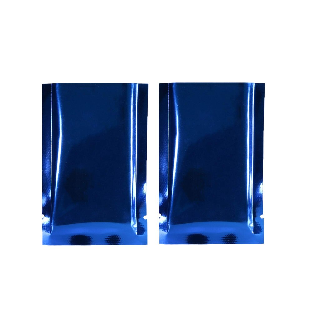 200PCS Glossy Electric Blue Metallic Mylar Foil Open Top Bags Food Safe Food Snack Storage Bags 10x15cm (3.9x5.9")