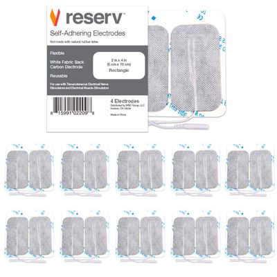 reserv 2" x 4" Premium Re-Usable Self Adhesive Electrode Pads for TENS/EMS Unit, Fabric Backed Pads with Premium Gel (Latex Free) (1 Pack (40 electrodes)