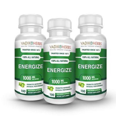Energize by Vadik Herbs | Herbal Remedy for Increased Energy, Strength, Stamina, Endurance in The Body | Great for Athletes! | Great Natural Coffee substitue Without The Side Effects (3 Pack)