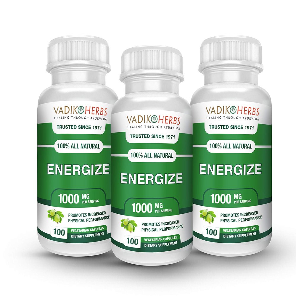 Energize by Vadik Herbs | Herbal Remedy for Increased Energy, Strength, Stamina, Endurance in The Body | Great for Athletes! | Great Natural Coffee substitue Without The Side Effects (3 Pack)